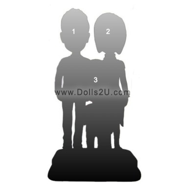 (image for) Fully Customized Family Bobbleheads For 3 People