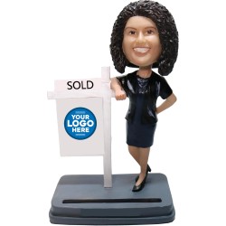 (image for) Custom Business Card Holder With Company Logo Custom Business Woman Bobblehead