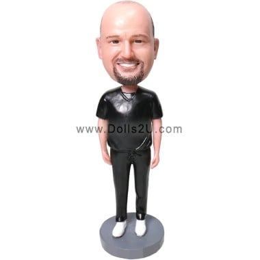  Custom Bobblehead Male Doctor Wearing Scrubs Item:48123