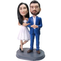 (image for) Custom Bobbleheads Couple in Suit and Dress Anniversary Gift