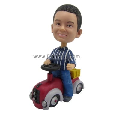  Custom Kid On Mini Tractor Bobblehead Item:55278