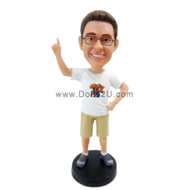  Custom Man Raises His Index Finger Up Bobblehead Item:723118