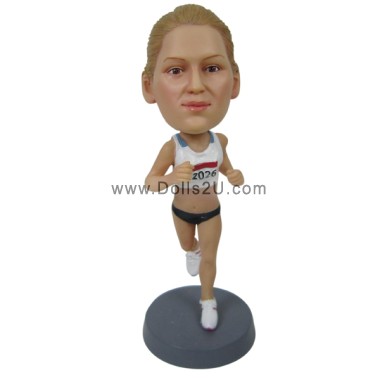 (image for) Custom Female Athlete Marathon Runner Award Bobblehead