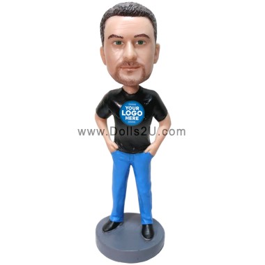 (image for) Cusom Bobblehead Casual Male In T-shirt Customized Bobbleheads