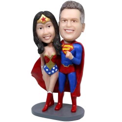 (image for) Custom Bobbleheads Superhero Couple Anniversary Gift