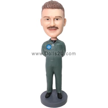  Custom Male In AF Flight Suit / Air Guard Jumpsuit Bobblehead Item:30392