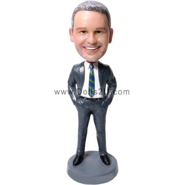 (image for) Custom Businessman In Suit And Tie With Hands In Pockets Bobblehead