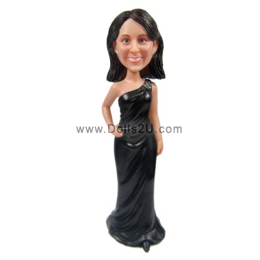 Custom Elegant Evening Dress Girl Bobbleheads Gifts Sculpted from Your Photos