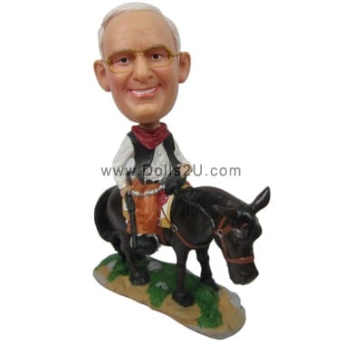  Custom Riding Pony Horse Cowboy Bobblehead Item:13771