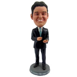  Custom Bobblehead Figure Father's Day Gifts Male Boss In Suit Holding A Cell Phone