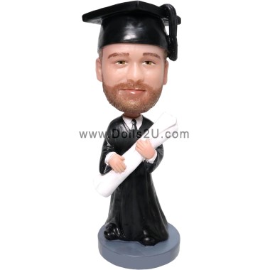 (image for) Custom Male Graduates In Graduation Gown With A Diploma Bobblehead