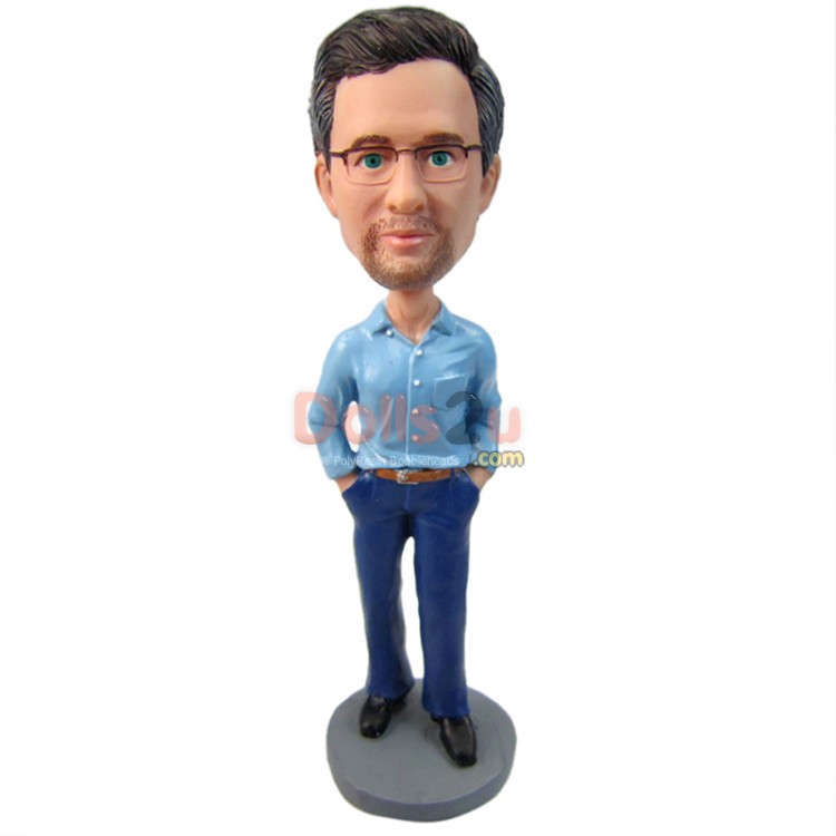 Custom Man Dressed In Business Casual With Hands In Pockets Bobbleheads
