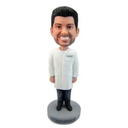  Personalized male in lab coat bobblehead with your face