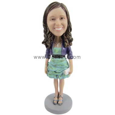  Custom Casual Lady With Purse Bobblehead Item:234801