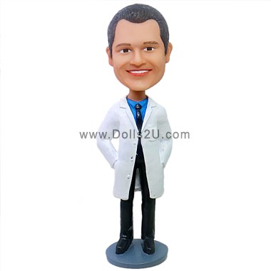 Custom Male Doctor Bobblehead In Lab Coat