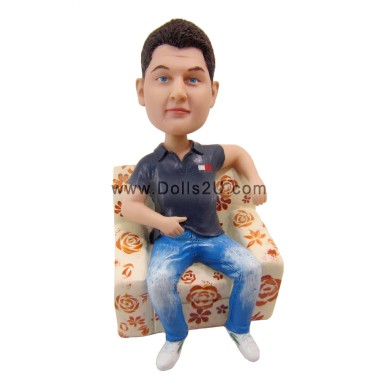 (image for) Custom Casual Male Sitting On Sofa Bobblehead