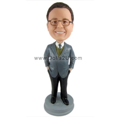  Custom Dad In Suit With Hands In Pockets Bobblehead Item:151241