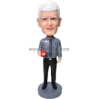  Business Gift World's Best Boss Businessman Holding A Mug Custom Bobblehead Gifts Item:55290