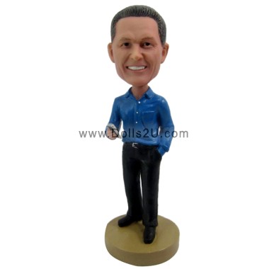  Casual Executive With Smart Phone Bobblehead