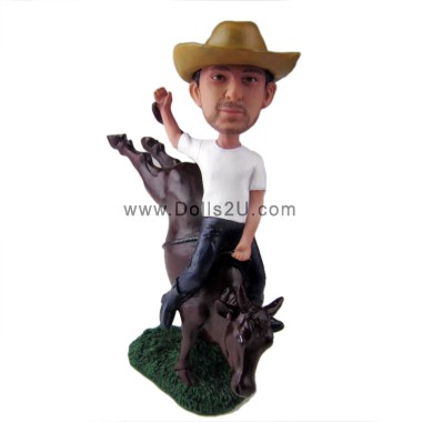 Cowboy Riding Bull Bobblehead