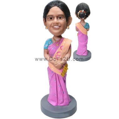  Personalized Indian Female Bobblehead From Your Photo Item:36703