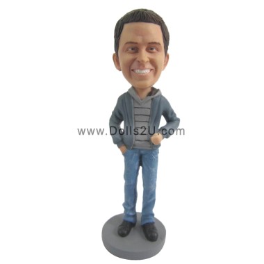 (image for) Custom Male In Full Zip Hoodie Bobblehead Item:52233
