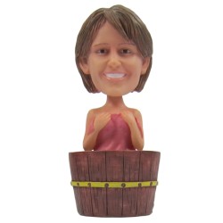 Personalized Bobblehead Female In Bathtub With A Pink Towel Figure Gift For Woman