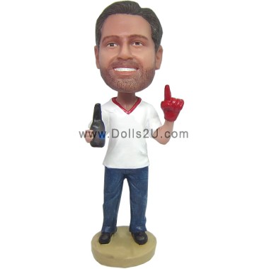  Custom Beer Male With Foam Finger Bobblehead Item:11522