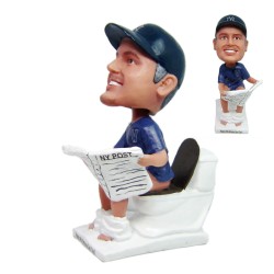 Custom Bobblehead Man Sitting on Toilet Reading Newspaper