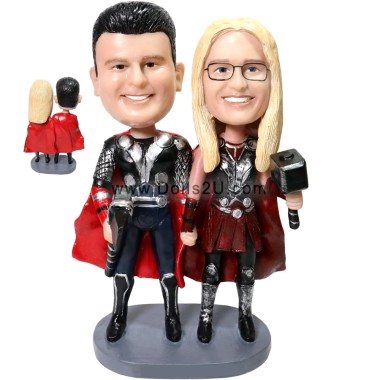 (image for) Custom Bobbleheads Superheros Couple Anniversary Gift