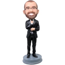 custom bobblehead businessman holding tie