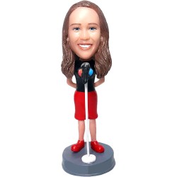 Custom Bobblehead Female Singer - Careers & Professionals Musicians Personalized Bobblehead & Cake Topper