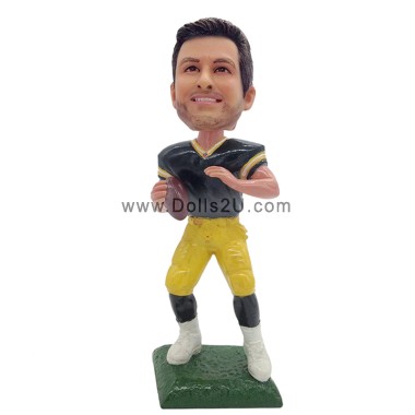 custom bobblehead football player holding a football