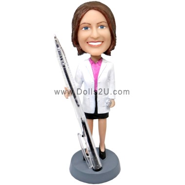 (image for) Custom Female Doctor Bobblehead Pen-Holder Unique Gifts For Female Doctors