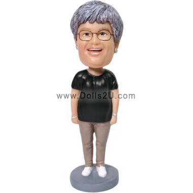 (image for) Best Gifts For Mom, Mother’s Day Gifts Custom Female Bobblehead In Black T-Shirt