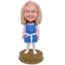 Custom Bobblehead Little Girl in a Short Denim Dress Gift