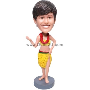 (image for) Custom Hawaiian Hula Dancer Girl Bobblehead Gift For Her