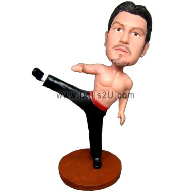 Custom Bobblehead Kung Fu Master Showing A Bruce Lee Like Kick