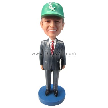 (image for) Custom Boss Bobblehead Figures Gift World's Best Boss Male In Suit Holding A Book