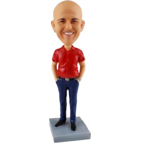 (image for) Boss Bobblehead In Short Sleeves Button Shirt With Hands In Pockets