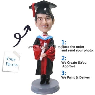 (image for) Graduation Bobbleheads Gift Custom Male In Gown Bobblehead