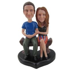 Custom Couple Bobbleheads Sitting on a Chair Anniversary Gift