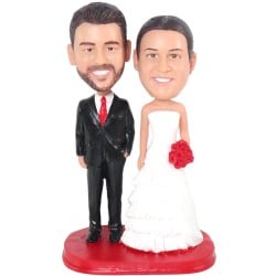 (image for) Custom Wedding Bobbleheads – Personalized Bride and Groom Figurines in Suit and Dress