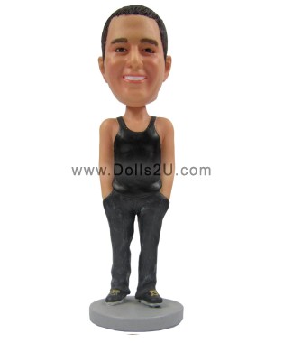(image for) Custom Male In Tank Top With Hands In Pockets Bobblehead