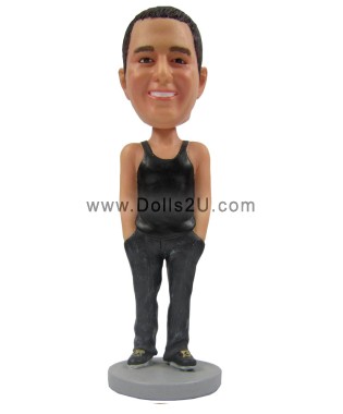  Custom Male In Tank Top With Hands In Pockets Bobblehead Item:13602