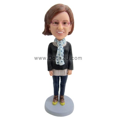  Custom Casual Female With A Scarf Bobblehead Item:723169