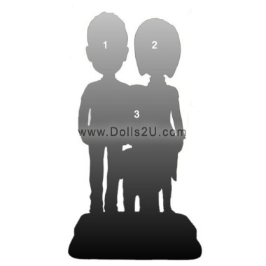 Fully customized Family bobbleheads for 3 people