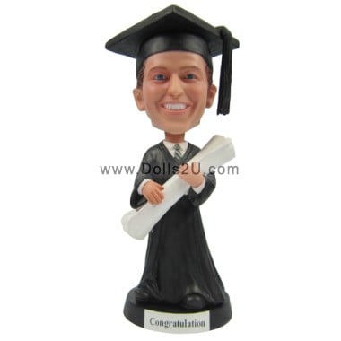 (image for) Custom Graduation Bobbleheads Male In Gown With A Diploma Graduation Gift