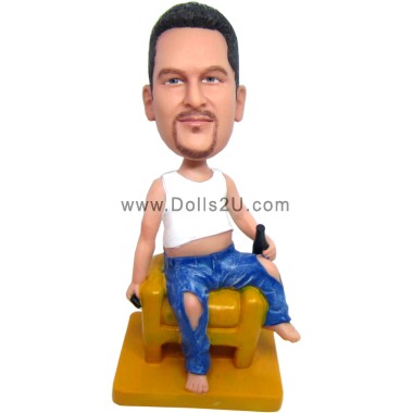 (image for) Custom Male Sitting On The Sofa With Beer Bobblehead