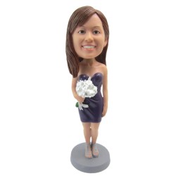 Female In Dress Holding Flowers